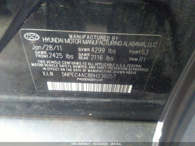 Hyundai Sonata Ltd Pzev 2011 5NPEC4AC8BH236057 Image 9