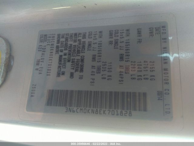 3N6CM0KN8EK701828 Nissan NV200 SV
