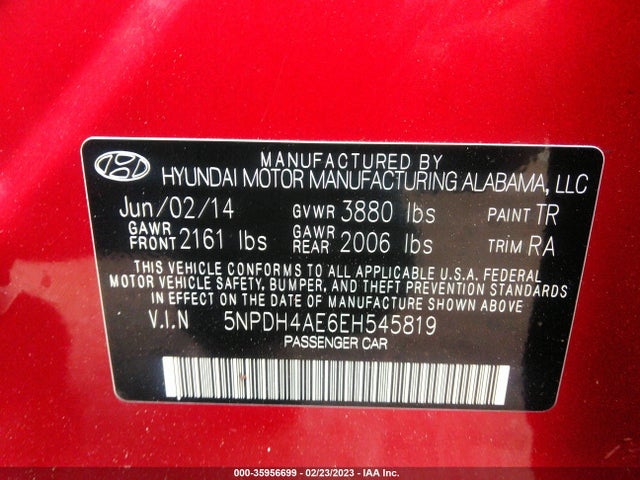 Hyundai ELANTRA SE 2014 5NPDH4AE6EH545819 Image 9