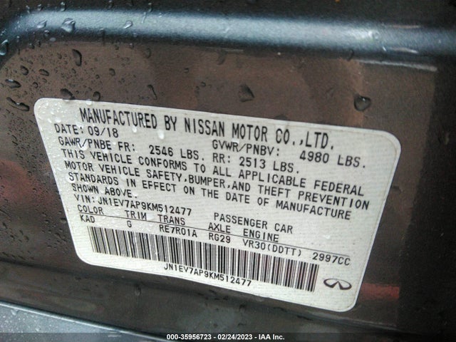 JN1EV7AP9KM512477 Infiniti Q50 3.0t Luxe