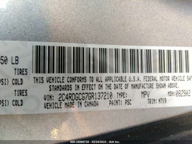 2C4RDGCG7GR137210 Dodge Grand Caravan Sxt