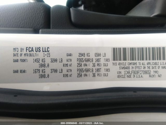 1C4RJFBG9FC739652 Jeep Grand Cherokee Limited