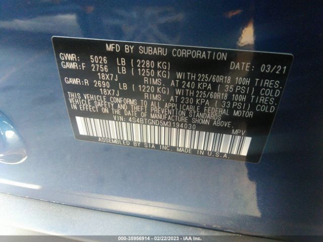 4S4BTGND5M3194030 Subaru Outback Limited Xt