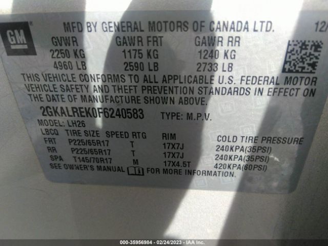 2GKALREK0F6240583 GMC Terrain Sle