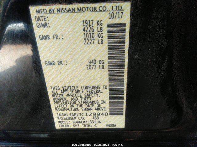 Nissan Altima 2.5 Sl 2018 1N4AL3AP2JC129940 Image 10