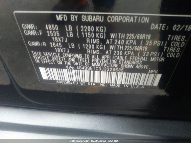 4S4BSETC3J3326635 Subaru Outback Touring