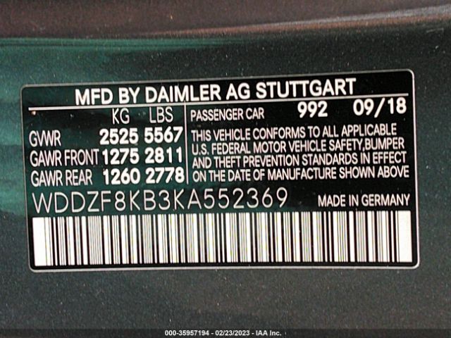WDDZF8KB3KA552369 Mercedes-Benz E-class Amg E 63 S