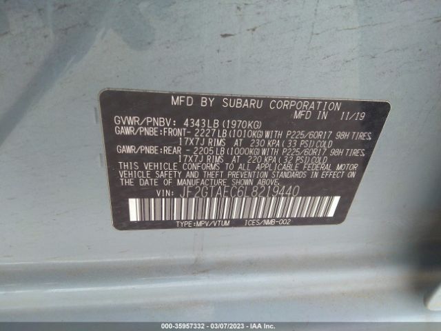 JF2GTAEC6L8219440 Subaru Crosstrek Premium