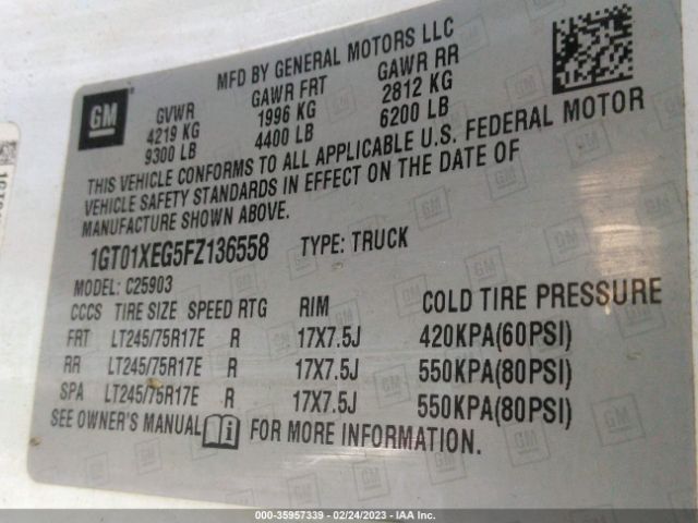 1GT01XEG5FZ136558 GMC SIERRA 2500HD