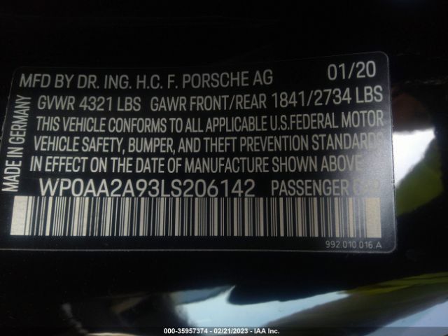 WP0AA2A93LS206142 Porsche 911 CARRERA