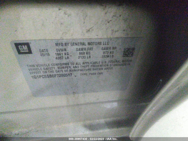 Chevrolet CRUZE LT 2015 1G1PC5SB6F7280517 Image 9