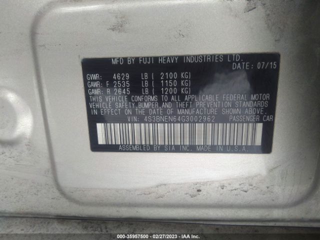 4S3BNEN64G3002962 Subaru Legacy 3.6r Limited