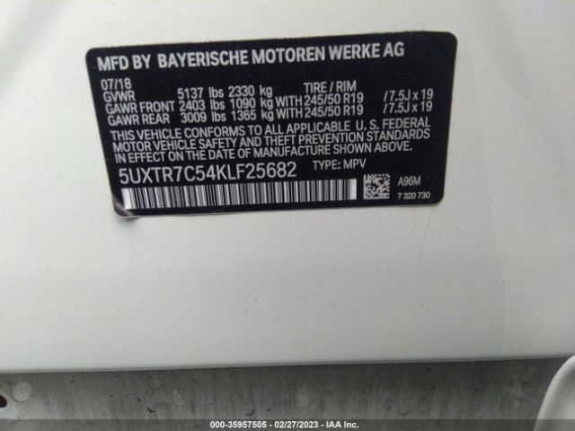 5UXTR7C54KLF25682 BMW X3 Sdrive30i