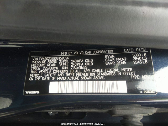 Volvo XC60 2013 YV4902DZ9D2458526 Image 10