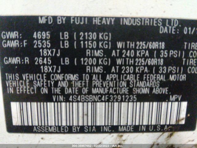 4S4BSBNC4F3291235 Subaru Outback 2.5i Limited