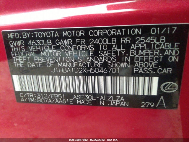 JTHBA1D2XH5046701 Lexus Is Is Turbo