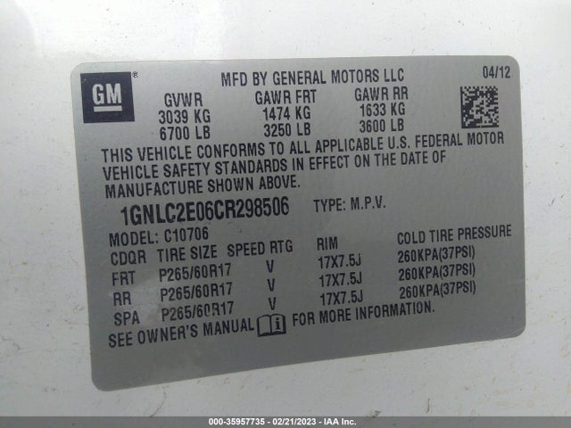 Chevrolet Tahoe Commercial 2012 1GNLC2E06CR298506 Image 9