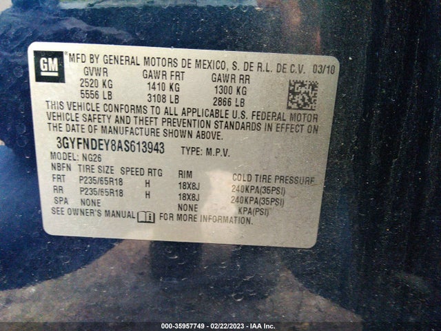 3GYFNDEY8AS613943 Cadillac Srx Luxury Collection