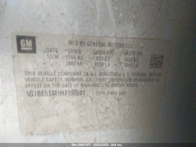Chevrolet CRUZE LT 2017 1G1BE5SM1H7198591 Image 9