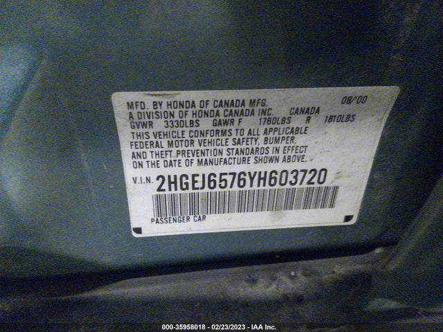 Honda Civic Lx 2000 2HGEJ6576YH603720 Image 10