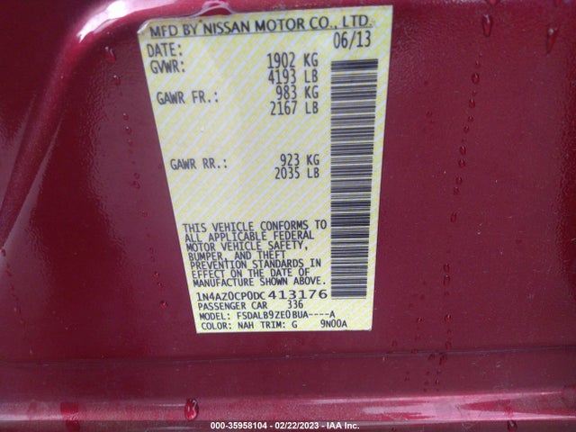 2013 NISSAN LEAF S VIN: 1N4AZ0CP0DC413176