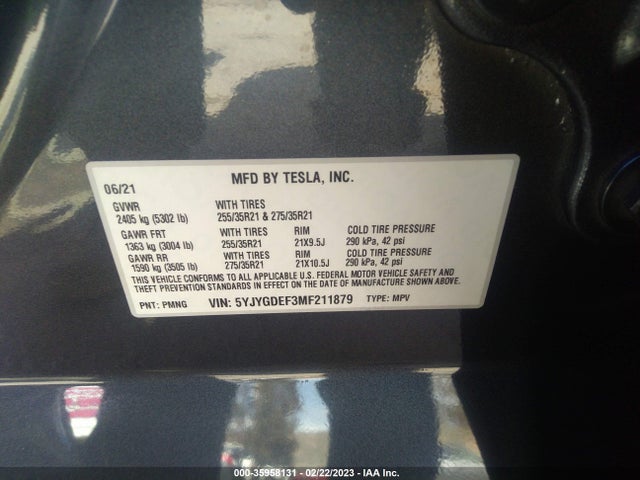 Tesla Model Y Performance 2021 5YJYGDEF3MF211879 Image 10