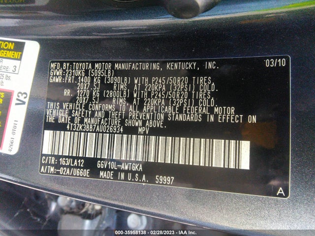 Toyota Venza 2010 4T3ZK3BB7AU026934 Image 9