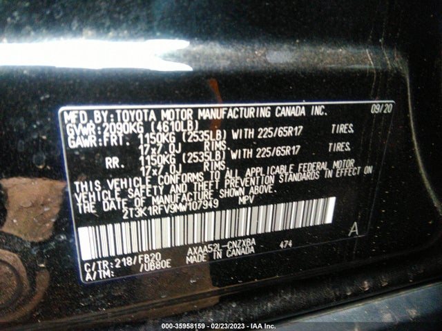 Toyota RAV4 LE 2021 2T3K1RFV9MW107949 Image 10