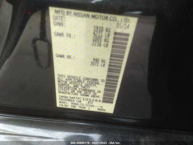 Nissan Altima 2.5 Sl 2015 1N4AL3AP7FC105284 Image 11