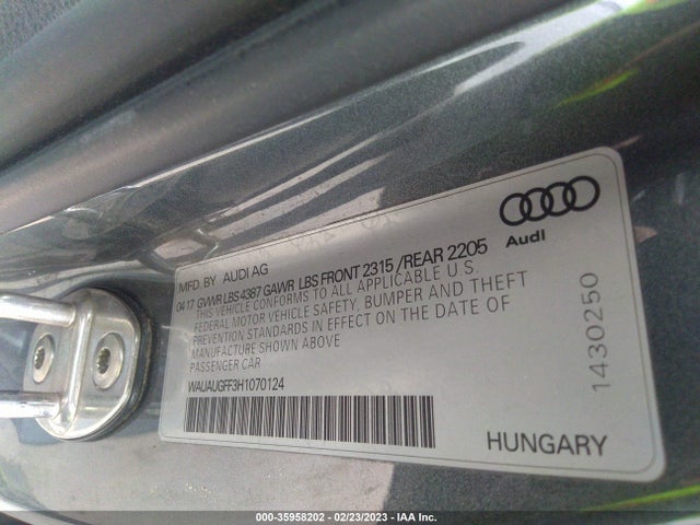 Audi A3 Sedan Premium 2017 WAUAUGFF3H1070124 Image 9
