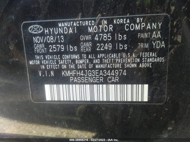 Hyundai Azera Limited 2014 KMHFH4JG3EA344974 Image 9