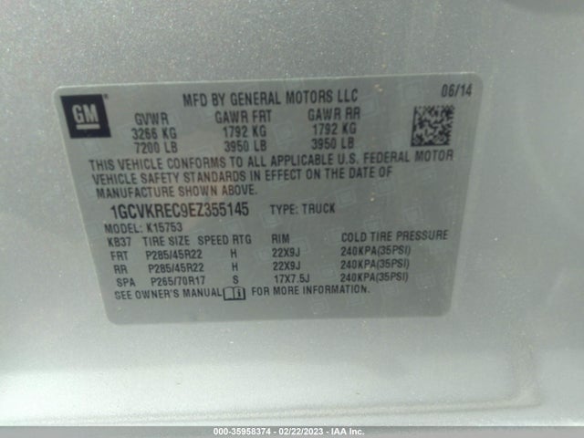 Chevrolet Silverado 1500 Lt 2014 1GCVKREC9EZ355145 Image 9
