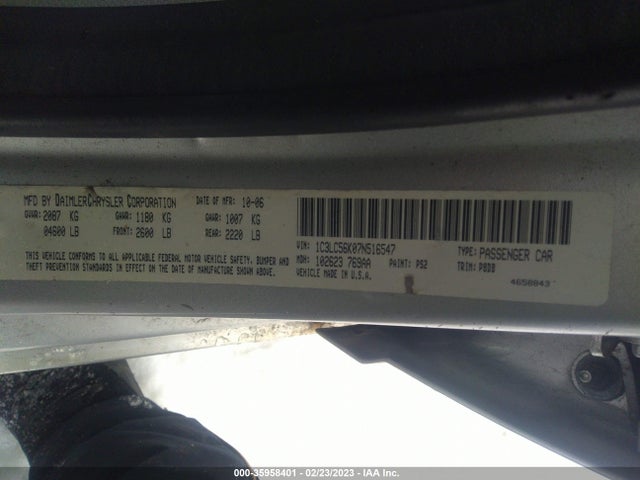 2007 CHRYSLER SEBRING SDN TOURING VIN: 1C3LC56K07N516547
