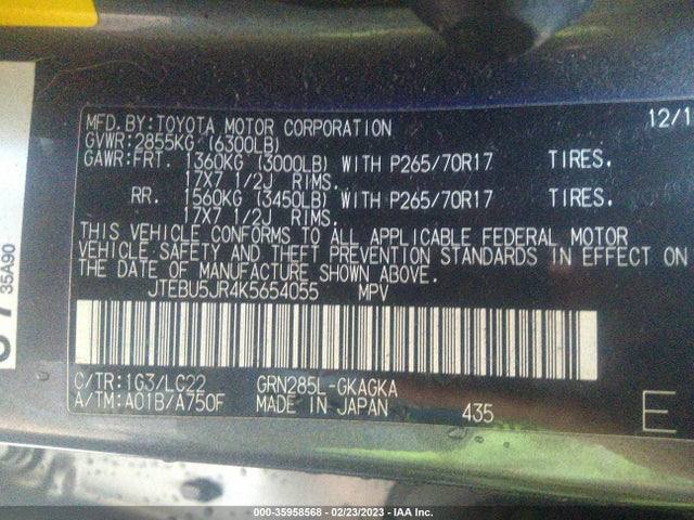 Toyota 4RUNNER SR5 2019 JTEBU5JR4K5654055 Image 9