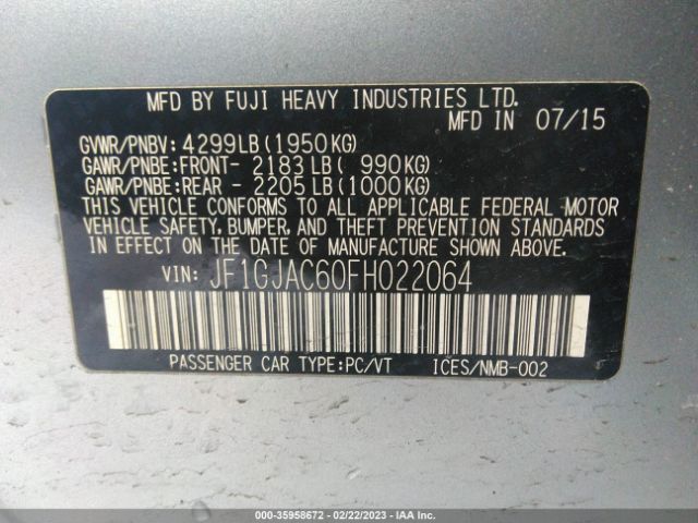 JF1GJAC60FH022064 Subaru Impreza Sedan Premium