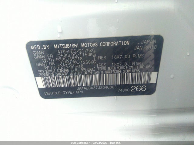 JA4AD3A37JZ046063 Mitsubishi Outlander Se/sel/le