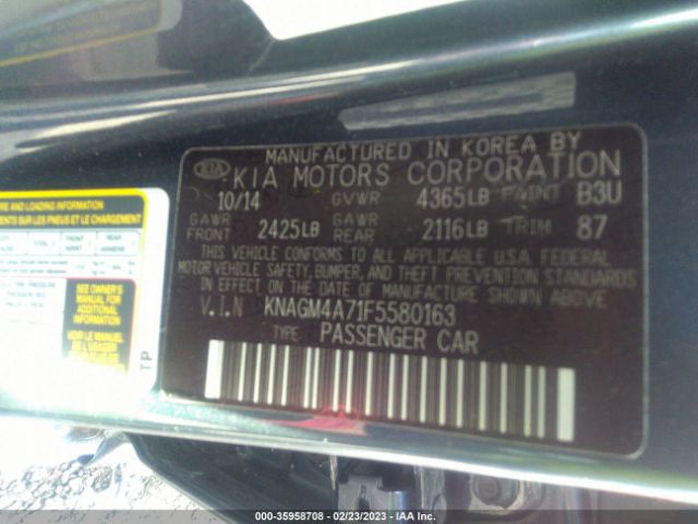 KNAGM4A71F5580163 KIA Optima Lx