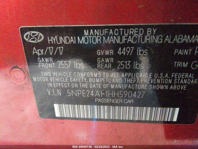 Hyundai SONATA SE 2017 5NPE24AF1HH590427 Image 11