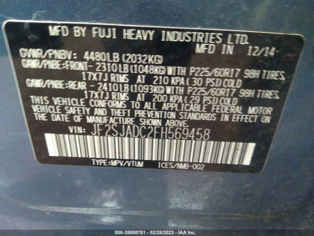 JF2SJADC2FH569458 Subaru Forester 2.5i Premium
