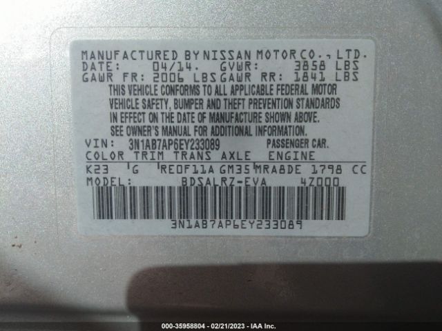 3N1AB7AP6EY233089 Nissan SENTRA SR