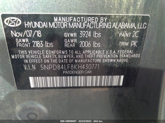 Hyundai Elantra Value Edition 2019 5NPD84LF8KH430771 Image 9
