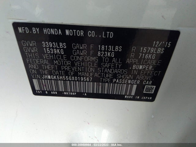 Honda FIT LX 2016 JHMGK5H55GX019567 Image 11