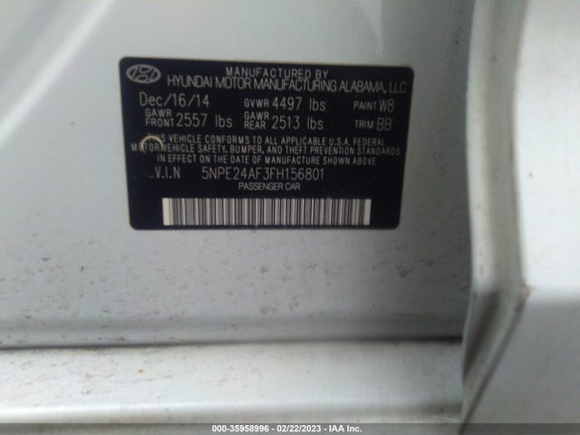 Hyundai Sonata 2.4l Se 2015 5NPE24AF3FH156801 Image 10