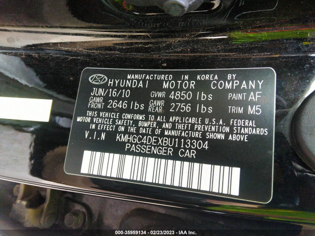 Hyundai Genesis 2011 KMHGC4DEXBU113304 Image 10