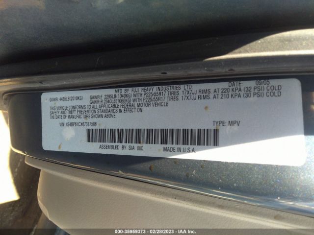 4S4BP61CX67317506 Subaru Legacy Wagon Outback 2.5i