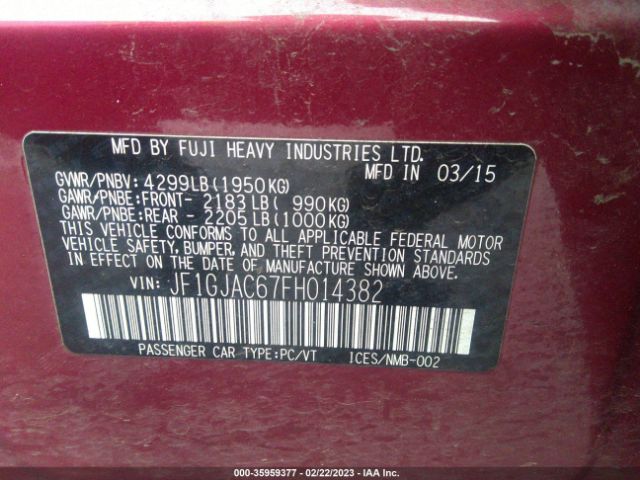 JF1GJAC67FH014382 Subaru Impreza Sedan Premium
