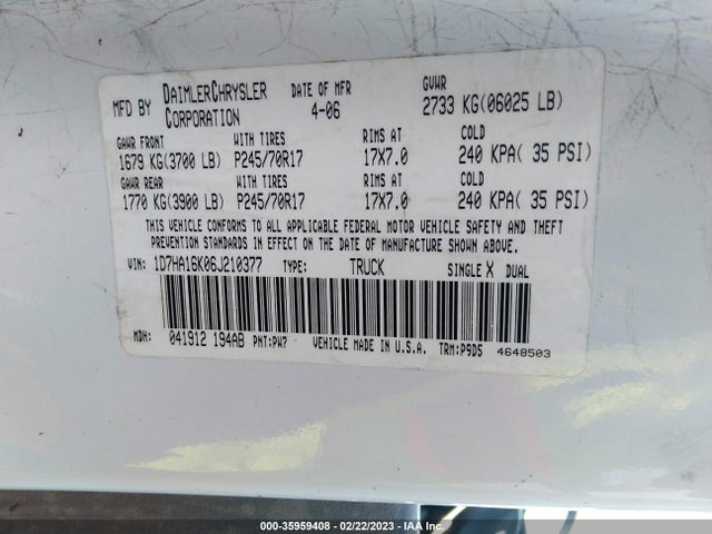 Dodge Ram 1500 St 2006 1D7HA16K06J210377 Image 9