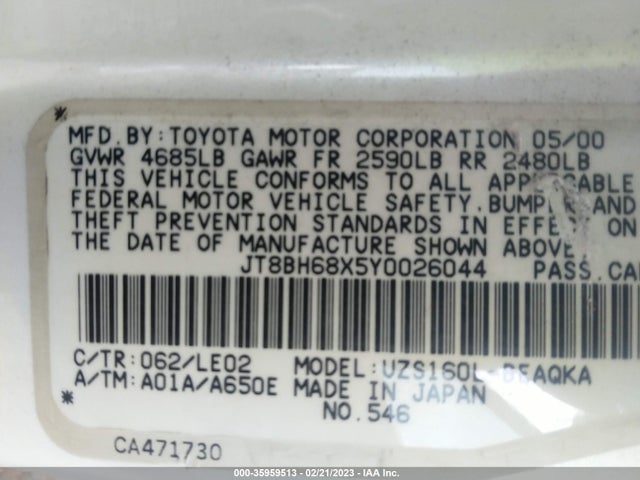 JT8BH68X5Y0026044 Lexus GS 400