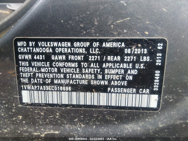 Volkswagen PASSAT S 2014 1VWAP7A33EC016696 Image 9