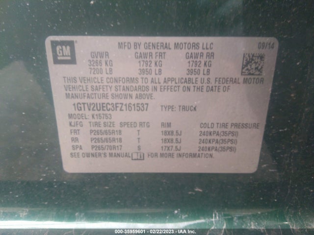 GMC Sierra 1500 Sle 2015 1GTV2UEC3FZ161537 Image 9